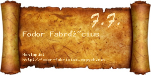 Fodor Fabrícius névjegykártya